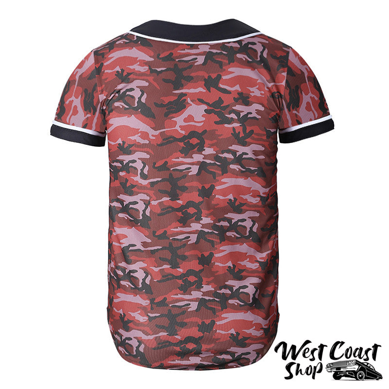 Summer Red Camouflage Cardigan - Camisa de Basebol Masculina