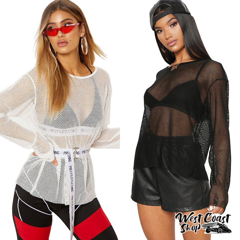 Out T-Shirts Transparent Blusa feminina