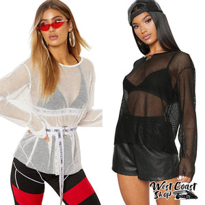 Out T-Shirts Transparent Blusa feminina