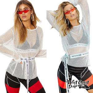 Out T-Shirts Transparent Blusa feminina