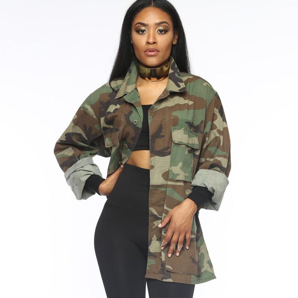 Jaqueta Feminina - Exército Verde Militar Outwear Jacket