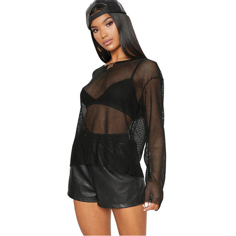Out T-Shirts Transparent Blusa feminina