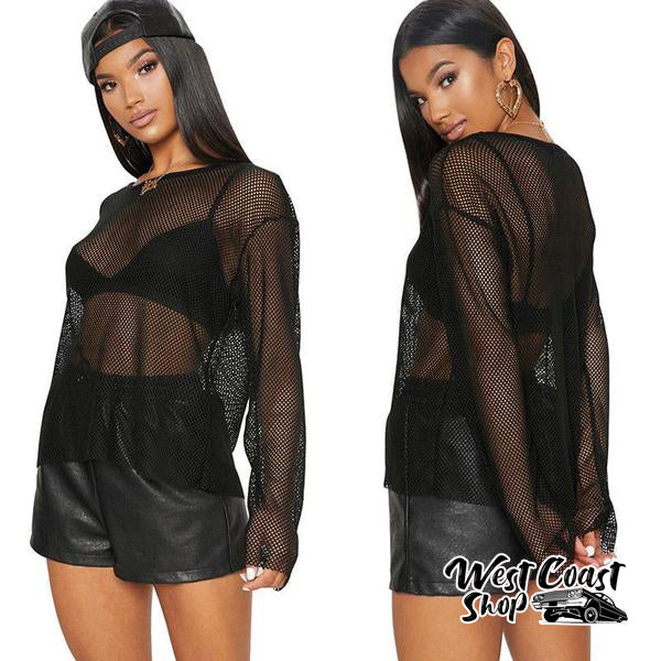 Out T-Shirts Transparent Blusa feminina